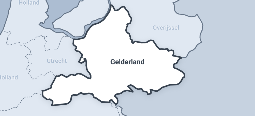 Kaart van de provincie gelderland